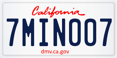 CA license plate 7MIN007