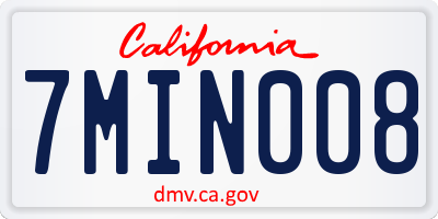 CA license plate 7MIN008