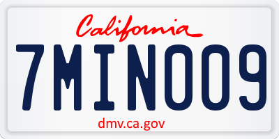 CA license plate 7MIN009