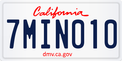 CA license plate 7MIN010