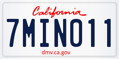 CA license plate 7MIN011