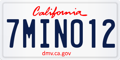 CA license plate 7MIN012