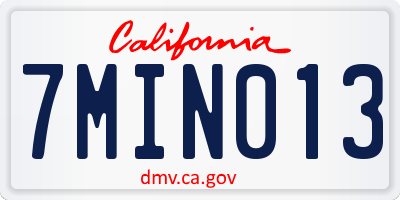 CA license plate 7MIN013