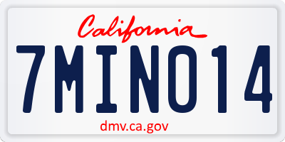 CA license plate 7MIN014