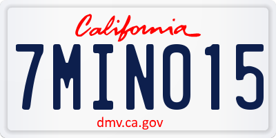 CA license plate 7MIN015