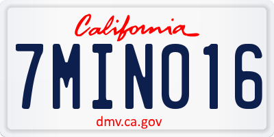 CA license plate 7MIN016