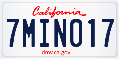 CA license plate 7MIN017