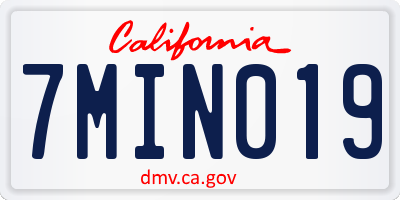 CA license plate 7MIN019