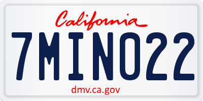 CA license plate 7MIN022