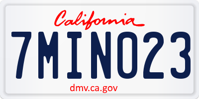 CA license plate 7MIN023