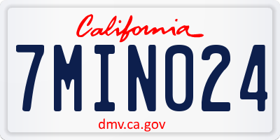 CA license plate 7MIN024
