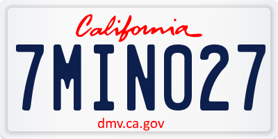 CA license plate 7MIN027