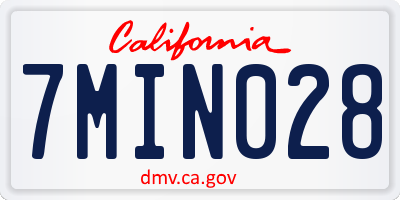 CA license plate 7MIN028