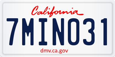 CA license plate 7MIN031