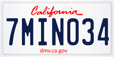CA license plate 7MIN034
