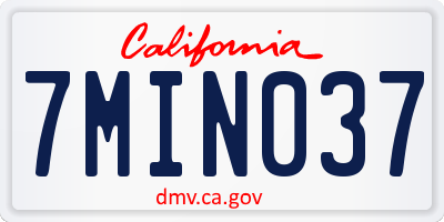 CA license plate 7MIN037