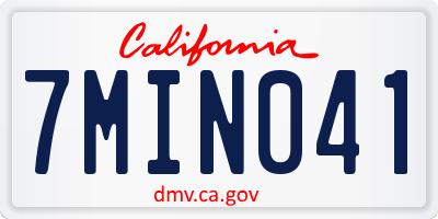 CA license plate 7MIN041