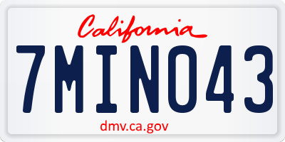 CA license plate 7MIN043