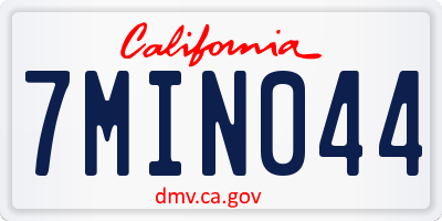 CA license plate 7MIN044