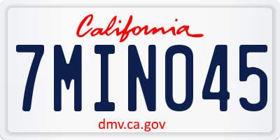 CA license plate 7MIN045