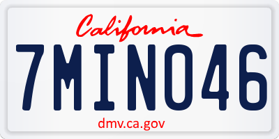 CA license plate 7MIN046