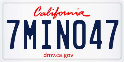 CA license plate 7MIN047