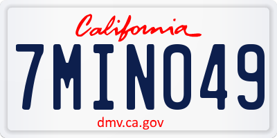CA license plate 7MIN049