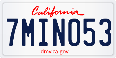 CA license plate 7MIN053