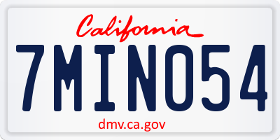 CA license plate 7MIN054