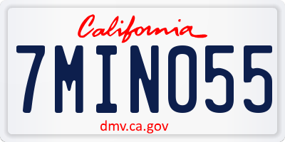 CA license plate 7MIN055