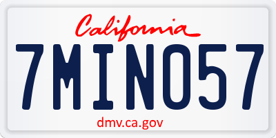 CA license plate 7MIN057
