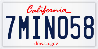 CA license plate 7MIN058