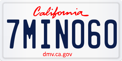CA license plate 7MIN060