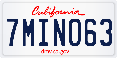 CA license plate 7MIN063