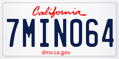 CA license plate 7MIN064