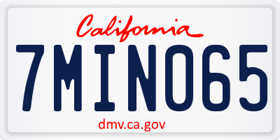 CA license plate 7MIN065