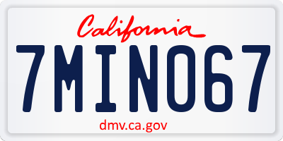 CA license plate 7MIN067