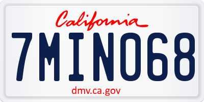 CA license plate 7MIN068