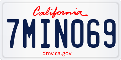 CA license plate 7MIN069