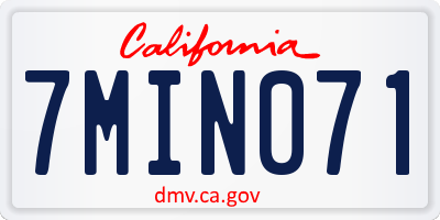 CA license plate 7MIN071