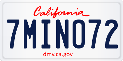 CA license plate 7MIN072