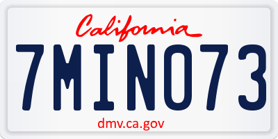 CA license plate 7MIN073