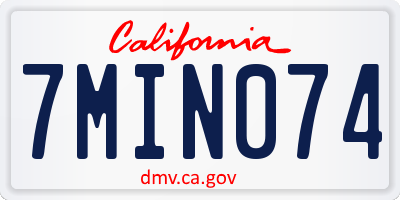 CA license plate 7MIN074