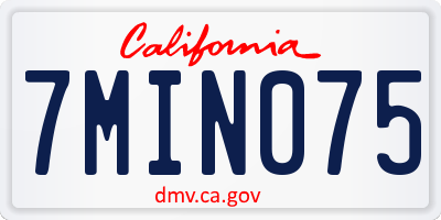 CA license plate 7MIN075