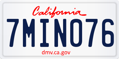 CA license plate 7MIN076