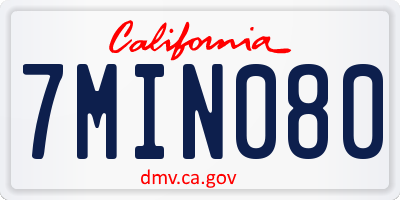 CA license plate 7MIN080