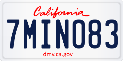 CA license plate 7MIN083
