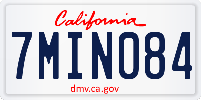 CA license plate 7MIN084