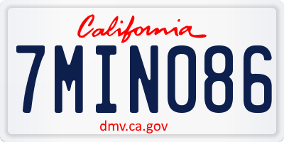 CA license plate 7MIN086