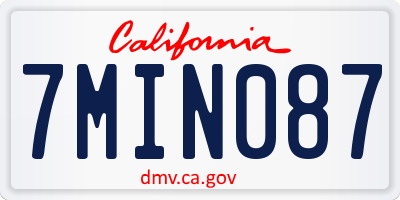 CA license plate 7MIN087